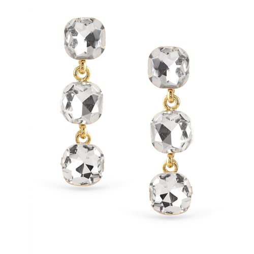 Image of Rubans Drop Earrings American Diamond Crystal Stylish Trendy Jewellery Gift for Women & Girls