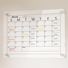Neatsure Acrylic Calendar Whiteboard for Wall, 15"x11" Small Clear Monthly Planner Dry Erase White Board for List, Kitchen, Planning, Memo