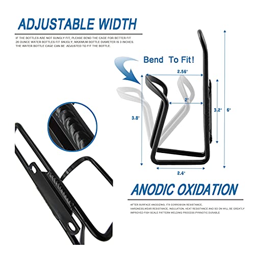 2 Pack-Water Bottle Cages (With Silicone Phone Mount), Upgrade Alloy Aluminum Lightweight Water Bottle Holder Cages Brackets,Bicycle Water Bottle Cage For Road&Mountain Bikes(Drilled Holes Required) #TOP1