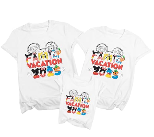 BANGELY Family Vacation Shirts 2025: Magical Family Matching Outfits Family Trip T-Shirts Casual Summer Travel Tops