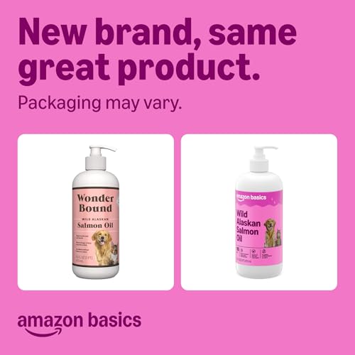Image of Amazon Basics Wild Alaskan Salmon Oil - Skin and Coat Support, Omega 3 Supplement for Dog and Cat, 16 fl oz (Previouly Wonder Bound)