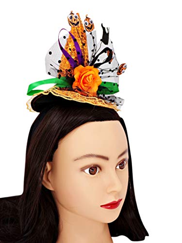 Needzo Ghost And Pumpkin Orange Sequins Witch Hat Halloween Headband #TOP2