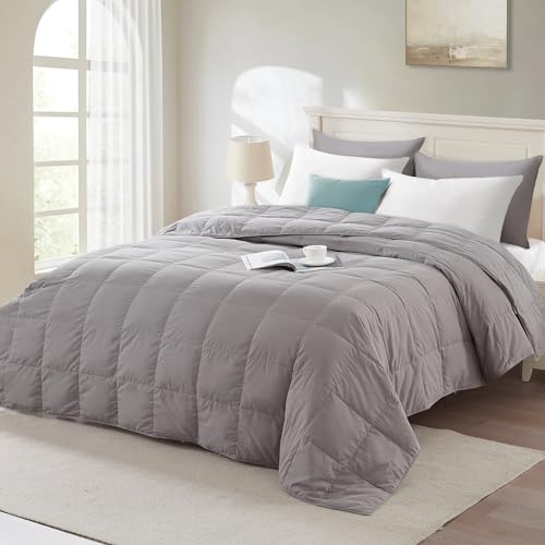 Image of Globon Summer Down Blanket King Size, Extra Lightweight Comforter /Duvet Insert for Hot Sleepers, Noiseless & Extra Soft,12 Ounce Fill Weight, Grey
