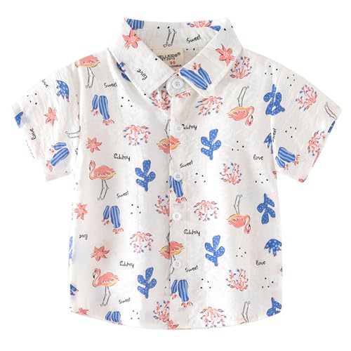 KISBINI Toddler Boys Hawaiian Shirts Tropical Button Down Summer Beach Shirts for 2-6 Years Boys