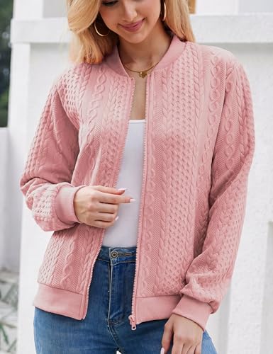 Image of Larmliss Women's Zip Up Cardigan Sweater Hoodies Long Sleeve Jacket Crewneck Casual Outerwear Spring Fall Trendy Coat Outfits