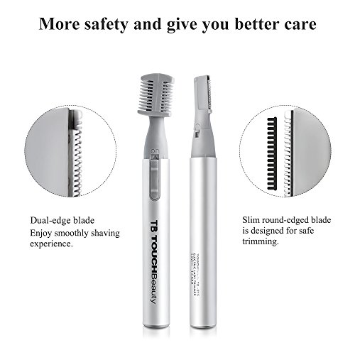 TOUCHBeauty Augenbrauentrimmer Elektrischer Korrekturtrimmer Kabellos für Damen,Augenbrauenrasierer Augenbrauenschneider Präzisionstrimmer mit Führungskamm, Batteriebetrieben, Silber AG-815S