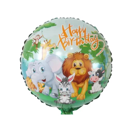 Image of Party Decorz Giraffe Happy Birthday Foil Balloon Set Of 5pcs (1pcs Giraffe Foil Balloon+ 2pcs Animal Foil Balloon +2pcs Star Foil Balloon) For Jungle /Safari /Animal /Zoo Theme Birthday Party Decoration