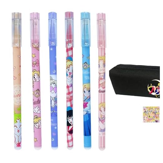 HJYZY 31 bolígrafos de gel Moon Girl con diseño de anime, con pegatinas de marinero, tinta negra, 0,5 mm, suministros escolares para niñas