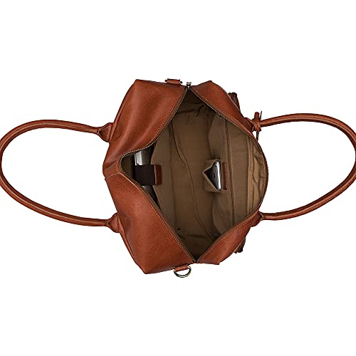 Bolsa de ordenador de cuero marrón cognac con compartimento para portátil 14" 4