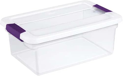 Sterilite - Caja organizadora ClearView Latch de 15 cuartos de galón (14 L) de capacidad, caja transparente con trabillas, color ciruela dulce,