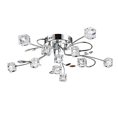 Preisvergleich Produktbild Modern LED Deckenleuchte Kristall Lampenschirm Chrom Deckenlampe für Schlafzimmer Wohnzimmer Küche Esszimmer Decken Licht Blume Kristalllampe Kronleuchter, D65CM 11*G4 Glühbirne Inkl. , 11 Flammig
