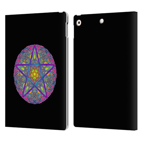 Étui portefeuille iPad 10.2 compatible Apple en cuir Wicca Pentacle