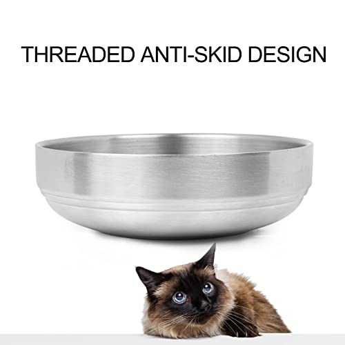 Pmiio Stainless Steel Cat Bowls Food-Grade 12Oz Shallow Pet Bowls Stackable Puppy Kitten Any Small Animals Dishes - Set Of 2 #TOP3