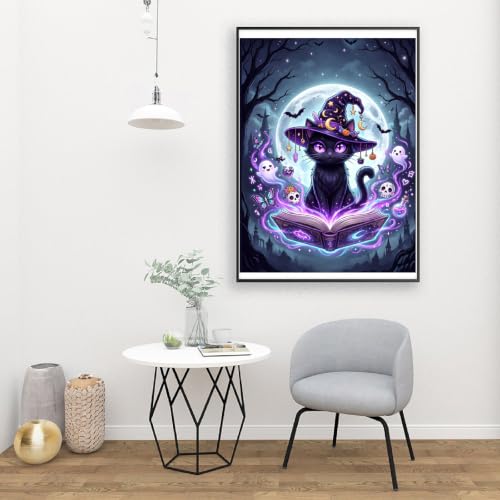 Image of Clendo Magic Cat Paint by Numbers Kit for Adults - Halloween Adult Paint by Number Kits on Canvas Without Frame for Beginner, Oil Painting by Numbers Kit for Gift Home Wall Decor 16x20 Inch