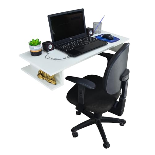 Mesa Escrivaninha de Estudos Suspensa Escritório Notebook Home Office MDF Branco 90cm