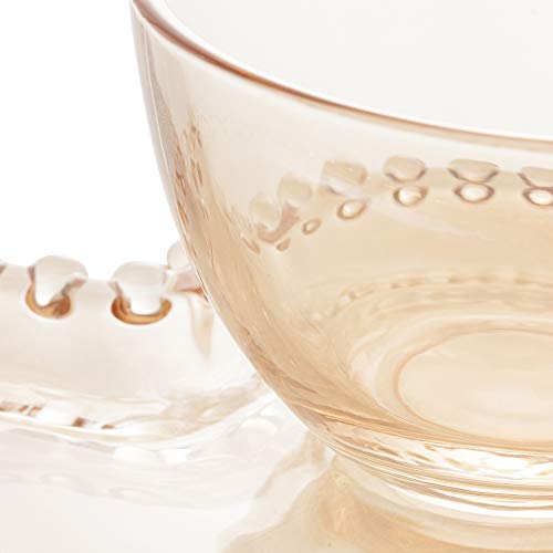 Wolff Coração Pearl Conjunto de Xícara com Prato para Chá, Laranja (Âmbar), 180 ml