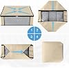 HomeHacks Storage 3-Pack Clothes Organizer Storage Bags Foldable Storage Box with Large Clear Window Sturdy Handles for Closet, Dorm, Pillows, Bedding, Clothes, Blankets, 35L, Beige