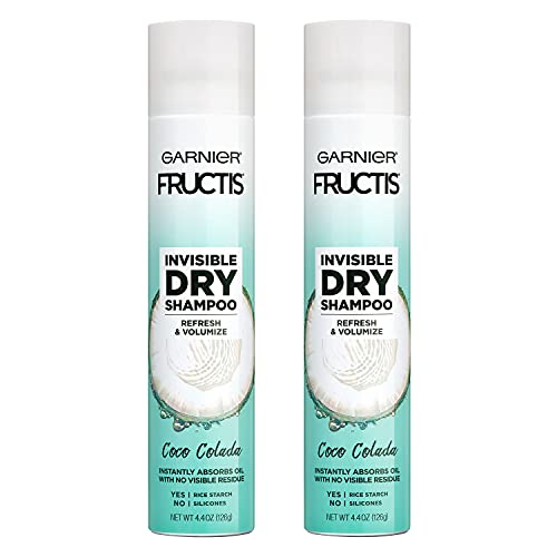 Garnier Haircare Fructis Style Invisible Dry Shampoo Coco Colada, Refresh & Volumize with No Visible Residue, Powered by Rice Starch to Instantly Absorb Oil, Silicone Free (Packaging May Vary) 2 Count