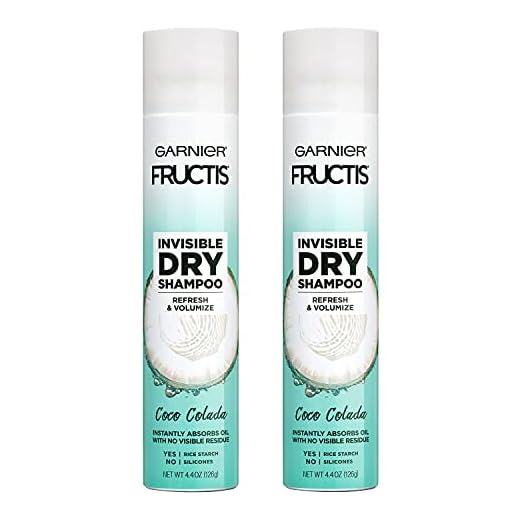 Garnier Haircare Fructis Style Invisible Dry Shampoo Coco Colada, Refresh & Volumize with No Visible Residue, Powered by Rice Starch to Instantly Absorb Oil, Silicone Free (Packaging May Vary) 2 Count
