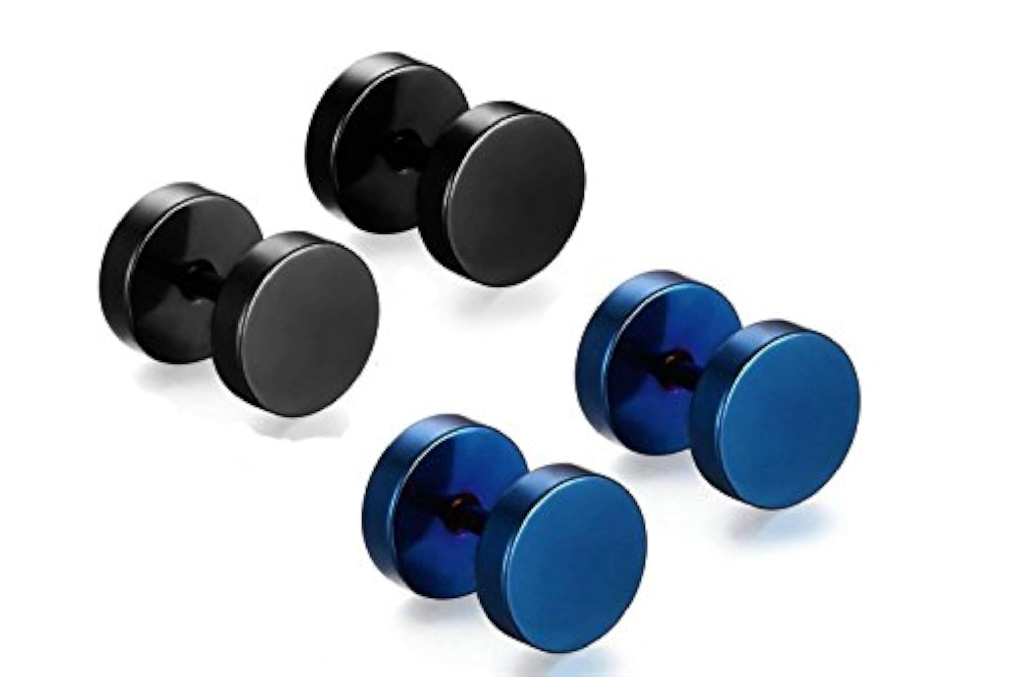 Men's Black & Blue Stainless Steel Stud Earrings Combo