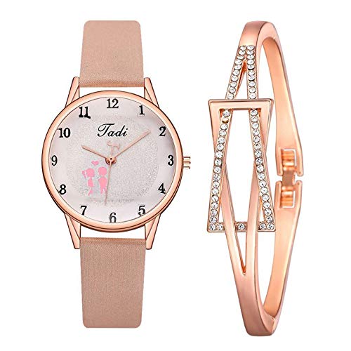 Gift Watches,Exquisite Valentine's Day Gift Couple Watch Fashion Bracelet Watch Set Beige