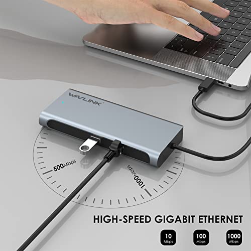 WAVLINK Thunderbolt 3 para Dual 4K Single 5K @60Hz DisplayPort Mini estação de ancoragem com 5Gbps U