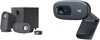 Logitech Z407 Bluetooth Computer Speakers with Subwoofer & Logitech C270 HD Webcam, HD 720p/30 fps, Widescreen HD Video Calling, HD Light Correction, Noise Reducing Mic