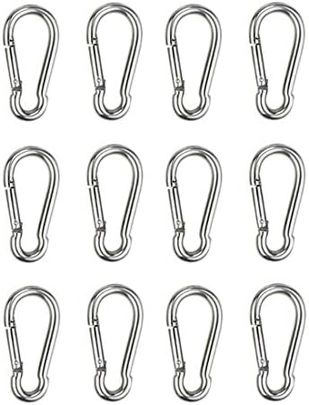 HOMPER 12pcs M6 Carabiner Hook - Heavy Duty 304 Stainless Steel Snap Hook, Carabiner Keychain Clips for Outdoor, Camping, Hiking