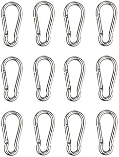 HOMPER 12pcs M6 Carabiner Hook - Heavy Duty 304 Stainless Steel Snap Hook, Carabiner Keychain Clips for Outdoor, Camping, Hiking