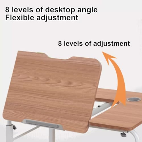 Table de lit à roulettes avec plateau inclinable et hauteur réglable sur 8 niveaux