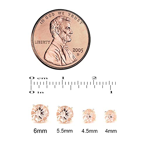 Solid 14K Rose Gold Morganite Fleur-De-Lis Stud Earrings (4.5Mm Morganite) #TOP3