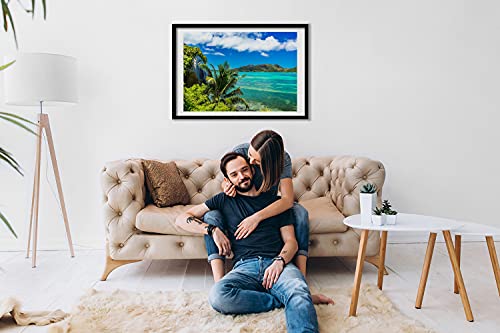 Tableau photo paysage 70x50 cm et cadre en bois MDF moderne Tulup déco murale Seychelles - 3