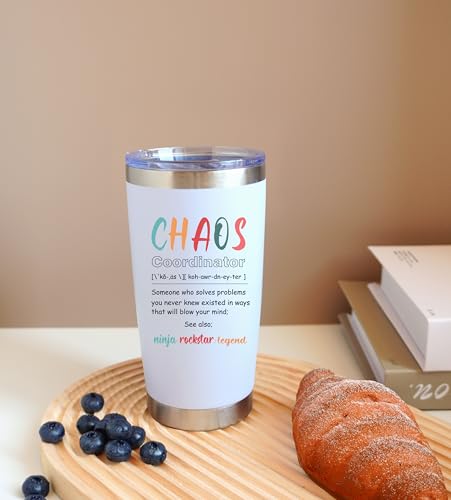 Chaos Coordinator Tumbler Cup - Thank You Gift for Women Coworker,Employee Appreciation Gifts,Birthday Gifts for Dad, Boss, Coworker, Manager, Teacher, Friends - 20 oz Tumbler. by ZCLOMOLC - Used condition - Image 3
