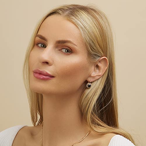 Barzel 18K Gold Plated Crystal Flower Earrings for Women (Blue) - Image 2