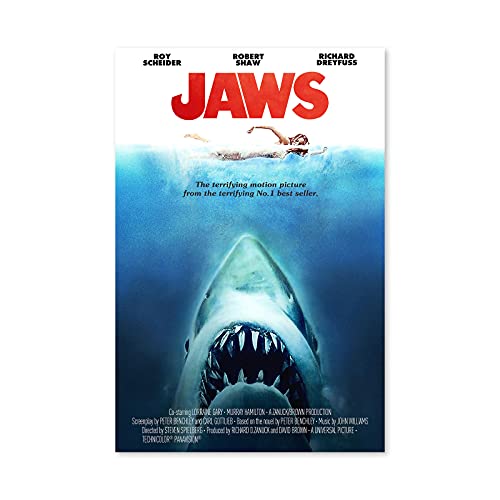 FENGSHUAI JAWS Classic 80s Movie Posters for Theater Room 2 Canvas Poster Wall Art Decor Print Picture Paintings for Living Room Bedroom Decoration 12×18inch(30×45cm) Unframe-style1