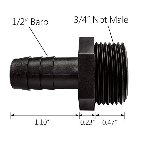 20 Pcs 1/2" Barb X 3/4" Npt Male Connector, Plastic Hose Barb Fitting, Adapter, Industrial Hose Barb To Pipe Fittings Connect #TOP1