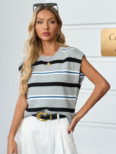 Image of GREAIDEA Womens Sleeveless Sweater Vest Crewneck Cap Sleeve Knit Tops Trendy 2026 Summer Spring Business Casual Shirts