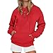 Women's Button Collar Hoodie Sweatshirts Long Sleeve Fleece Workout Pullovers Top Fall Casual Cute Hooded Sweater (Red,X-Large)