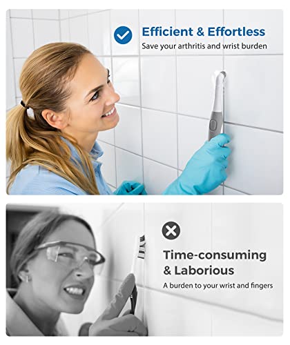 Khelfer Electric Cleaning Brush, Kh6A Electric Grout Brush Ipx7 Waterproof, 11″ Small Cordless Power Scrubber With 5 Replacement Brushes For Grout, Tile Crevice, Corners, Bathtub, Kitchen Bathroom #TOP2