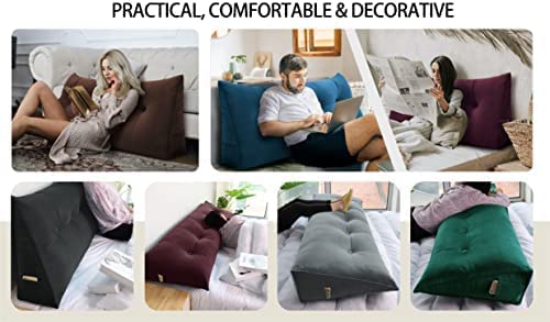 Homecozy Wedge Large Headboard Pillow, Adult Backrest Cushion Support For Sitting Up In Bed, Ergonomics Body Positioning Reading Pillow With Washable Velvet Cover 76In Dark Green Twin #TOP2