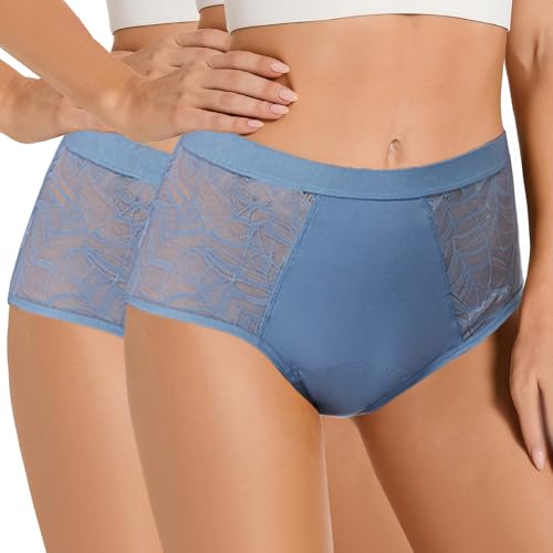 Washable Incontinence Pants Women, Lady Dry Leakproof Underwear for Women Incontinence Adult Protective Briefs, 3X Protection for Light Leaks, Dry and Secure with Odour Control (Blue, XL, Count, 2)