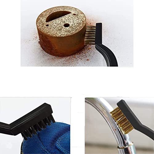 Image of Oblivion Mini Wire Brush Set 3 Pcs - Brass, Nylon & Stainless Steel Bristles for Bottle Cleaning, Bathroom, Sink, Tiles, Mesh Windows, Power Scrubber, Multi-Purpose Home Cleaning Tool