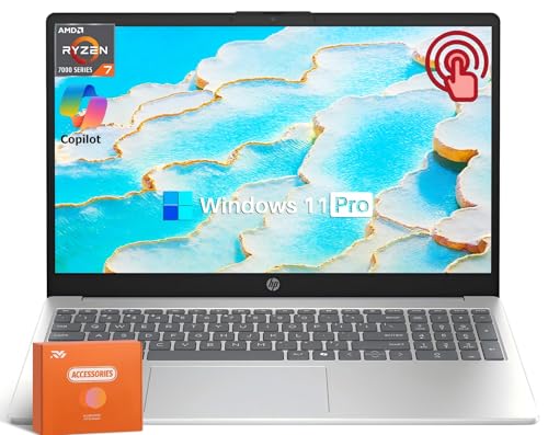 HP 15.6インチ FHD タッチスクリーンノートパソコン 大学生&ビジネス用 AMD Ryzen 7 7730U 8コア (Beat i7-1355U) 32GB RAM 1TB SSD AMD Radeon Graphics、長いバッテリー寿命、Wi