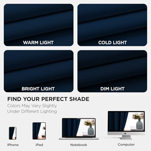 Image of Joydeco Blackout Curtains 54 Inch Length 2 Panels Set, Thermal Insulated Long Curtains& Drapes 2 Burg, Room Darkening Grommet Drapes for Living Room Bedroom Window (W52 x L54 Inch, Navy Blue)