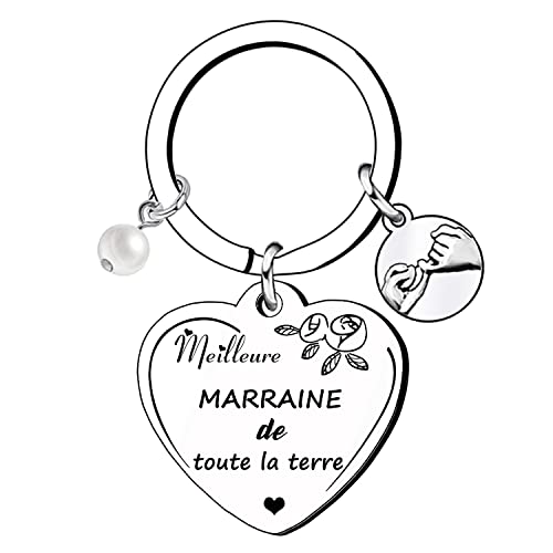 Lumengqi Cadeau Marraine Noël Cadeau de Marraine Porte-clés de Marraine d'anniversaire Cadeau fête des mères pour Marraine «meilleure MARRAINE de toute la terre » Cadeaux de Noël