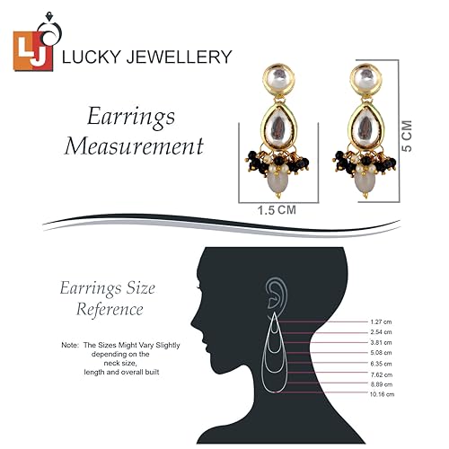 Image of Lucky Jewellery Meenakari 18k Gold Plated Tika Earring Combo Uncut Big Faux Kundan Choker Necklace set