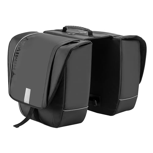 Himiway 30L Foldable Bike Bags for Rear Rack Bike Double Panniers for Cargo Rack IP65 Waterproof Bicycle Trunk Bag Reflective Strips & Adjustable Straps & Carrying Handle Pannier Fit Most Bike Rack
