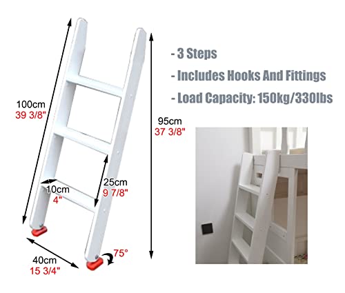 Échelle de lit superposé bois blanc escabeau de remplacement caravane 100cm