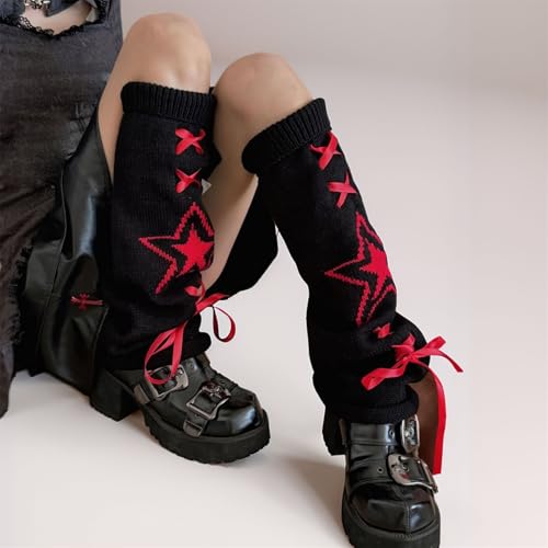 Goth Y2k Leg Warmers for Women Gothic Cute Grunge Cutecore Rave Emo Punk Hippie Knit Warm Winter Alt4