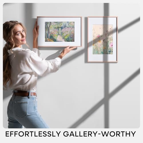 Image of Homeforia 8x24 Panoramic Frame Rose Gold, High End Metal 8 x 24 Picture Frames without Mat, 24x8 Hanging Rose Gold Poster Frames for Wall, 8by24 Display Photo Frame, Tempered Glass, Wall Kit, Set of 1